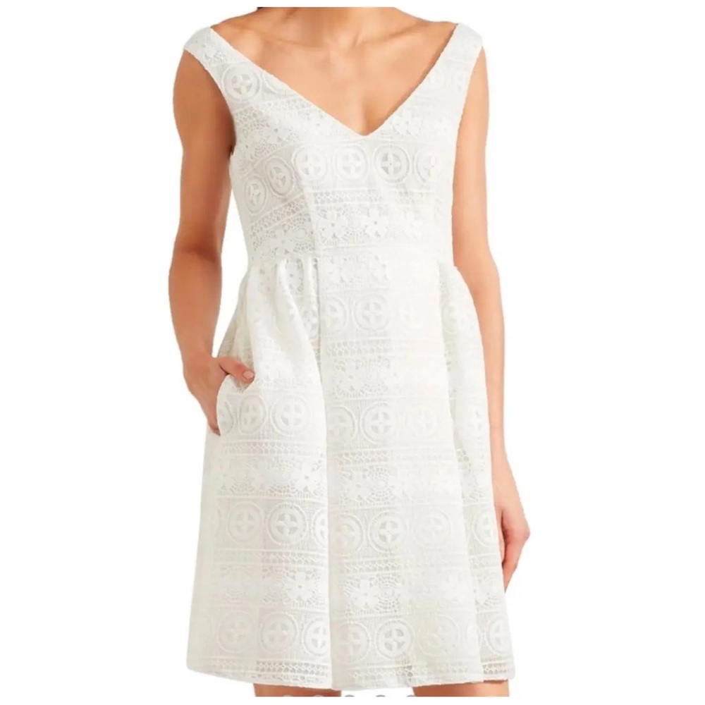 RED VALENTINO V-Neck Mini Lace Dress Size38